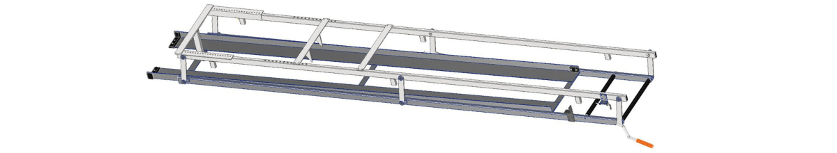 3D Drawing of the Ladder Transit - the Original, shown in Open position ready for an extension ladder to be inserted
