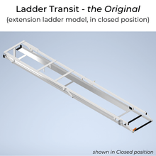 3D Drawing of Ladder Transit - the Original to suit Extension Ladders.  Ladder Transit shown in Closed position.